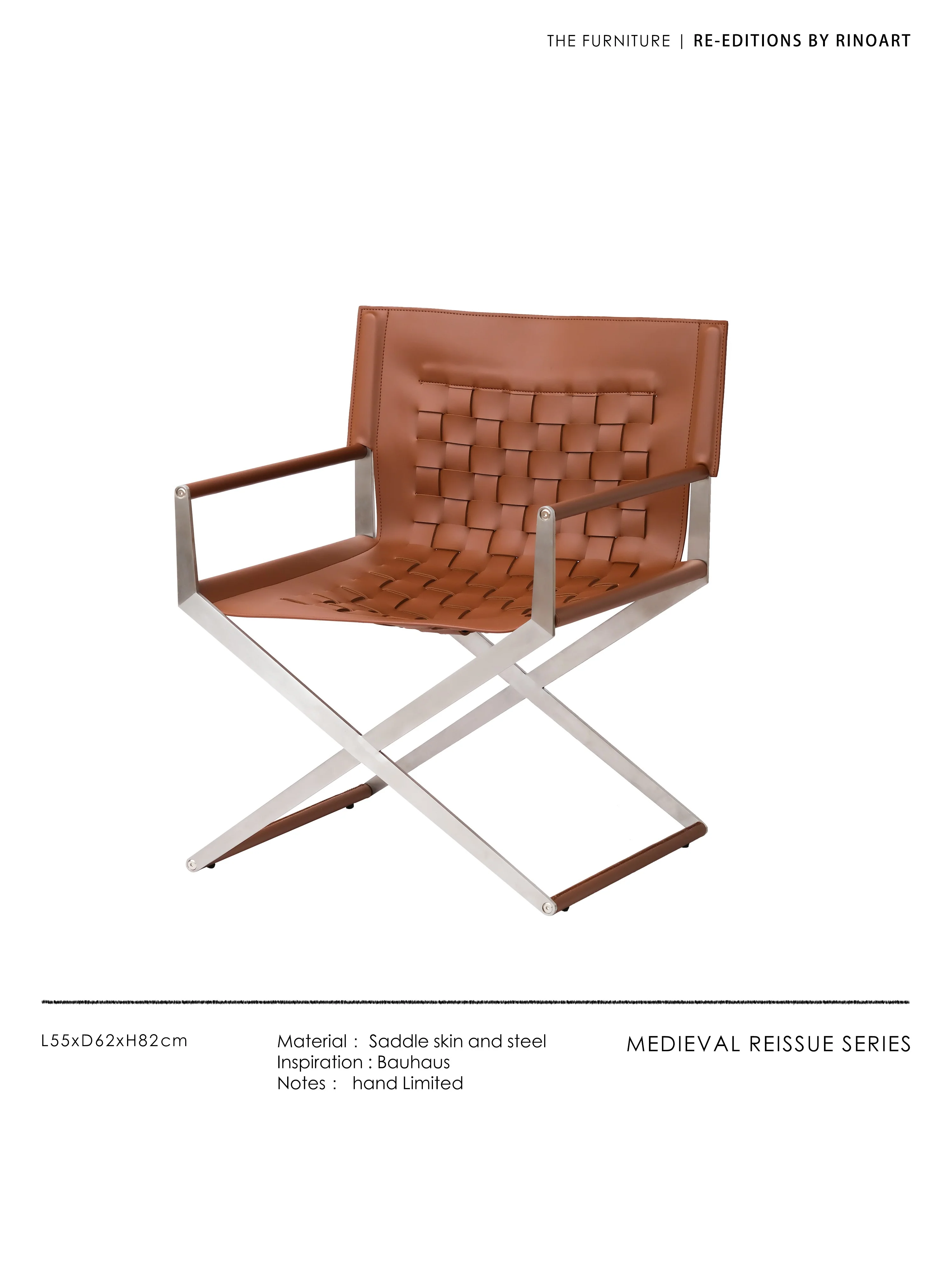 CH062 - BV-Wave 1966: Classic Braided Saddle Leather Armchair, Bauhaus Steel Legs