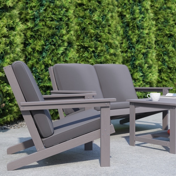 AllWeather Poly Resin Adirondack Style Chair and Cushions