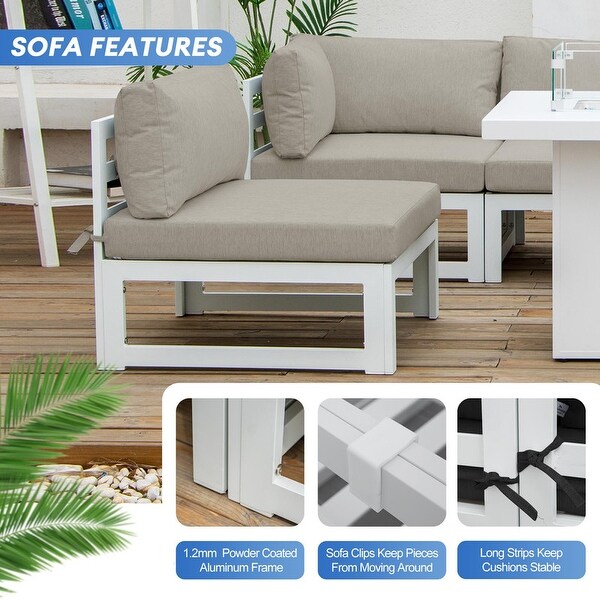 Nicesoul White Aluminum Modern Patio Furniture Sectional Sofa Set with Cushion