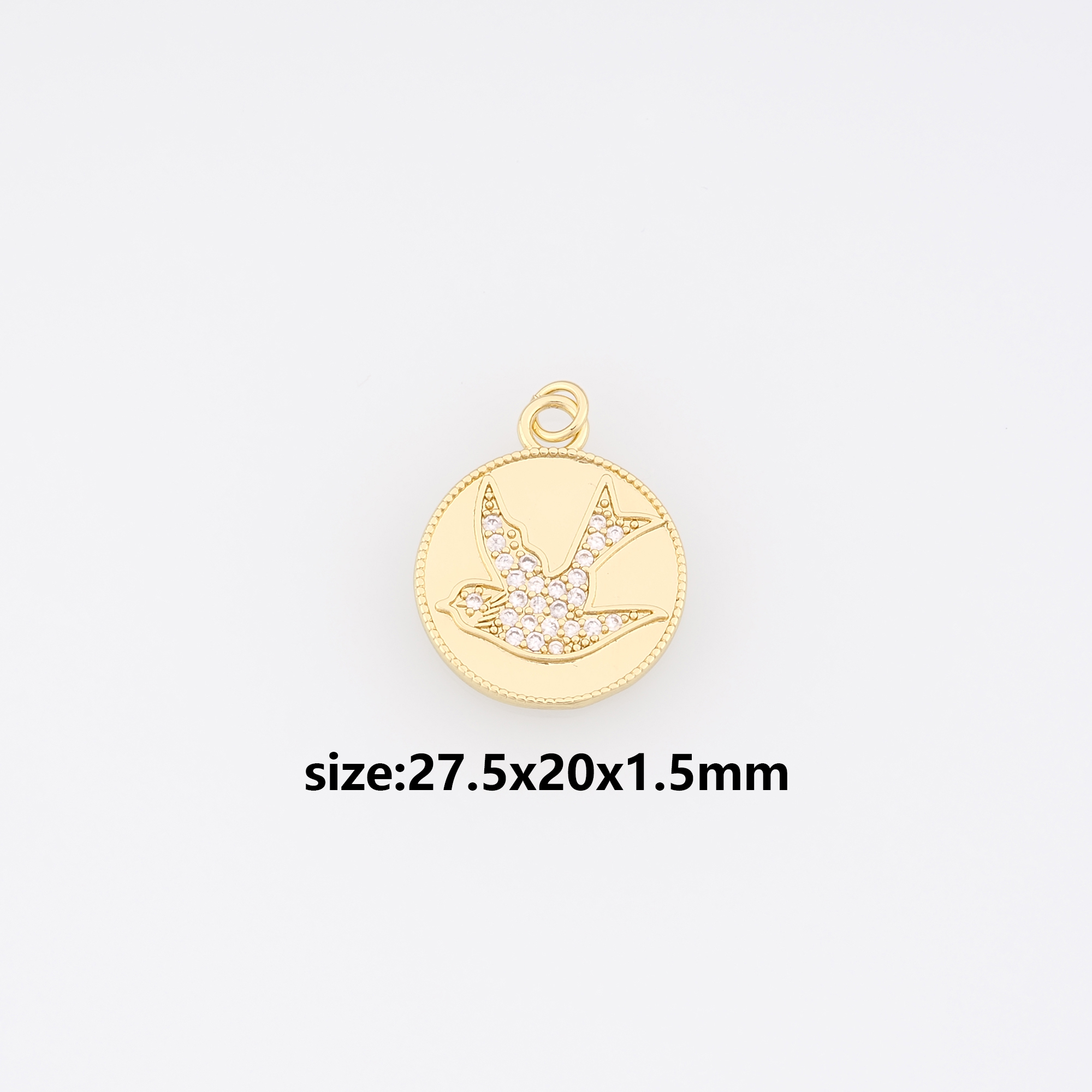 18K Gold Filled Swallow Pendant,CZ Micro Pave Bird Charm Earrings Necklace for DIY Jewelry Making Supply