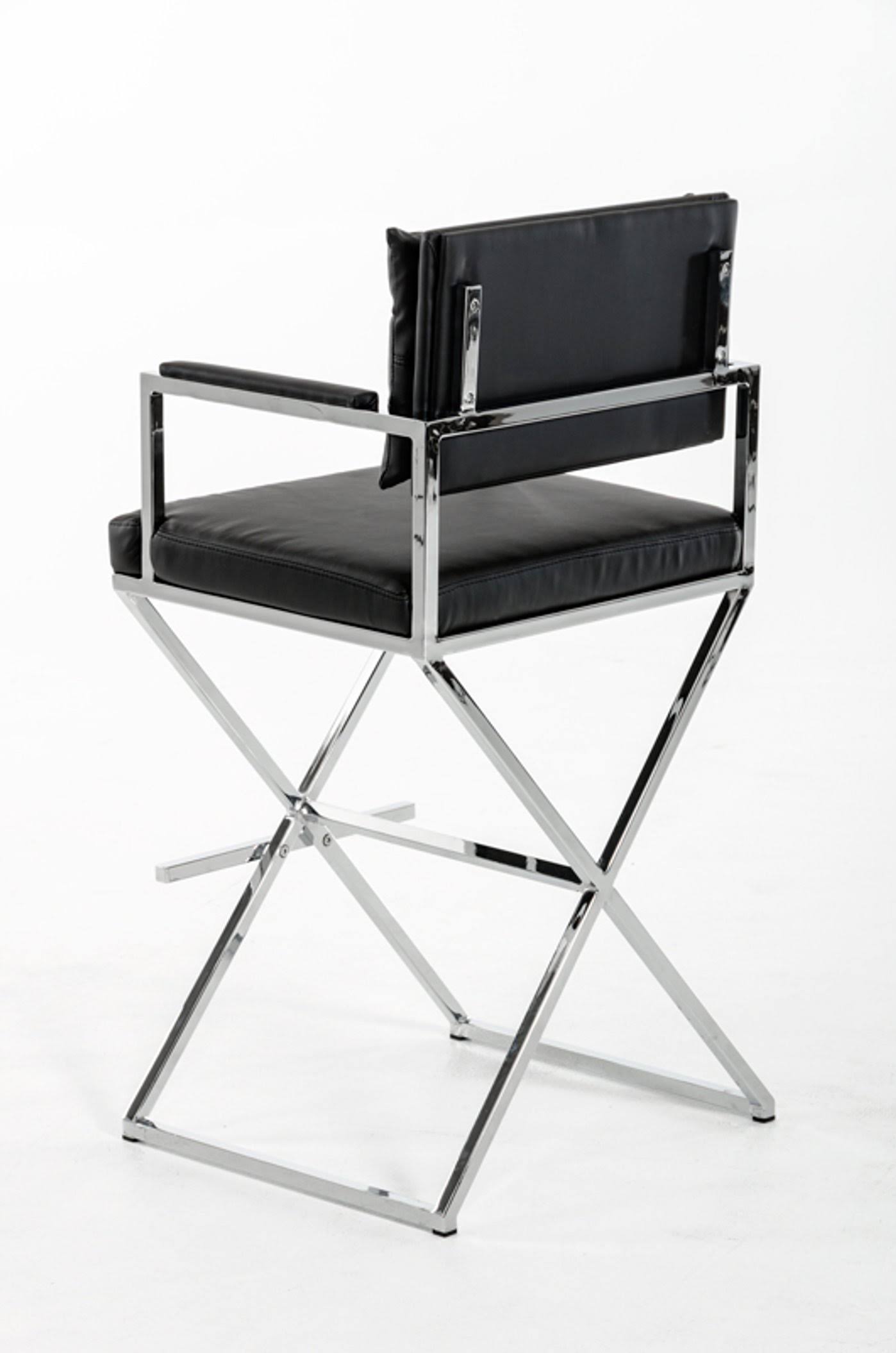 43x22 Black Leatherette and Steel Bar Stool
