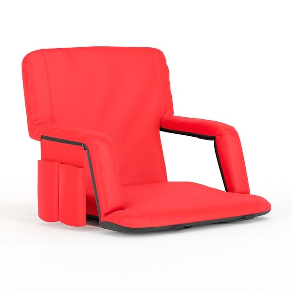 Backpack Reclining Padded Stadium Chairs with Armrests and Storage Pockets