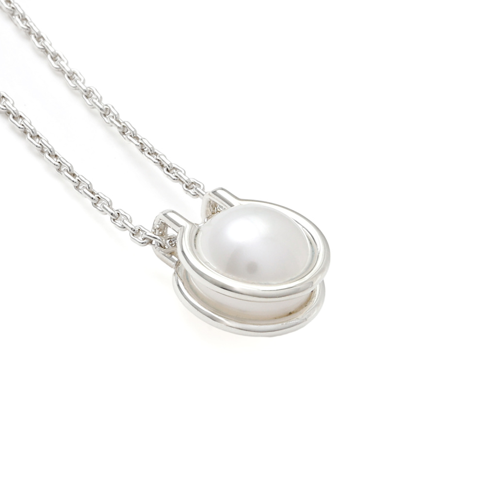 Tiffany & Co. Hardware Fresh Water Pearl Link Pendant Sterling Silver Necklace 64048317