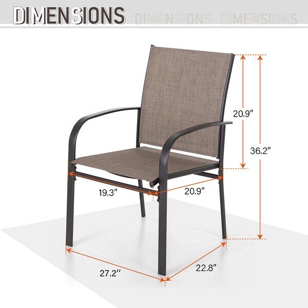 MAISON ARTS 5Piece Patio Dining Set,Geometrically Stamped Round Table and 4 Textilene Dining Chairs