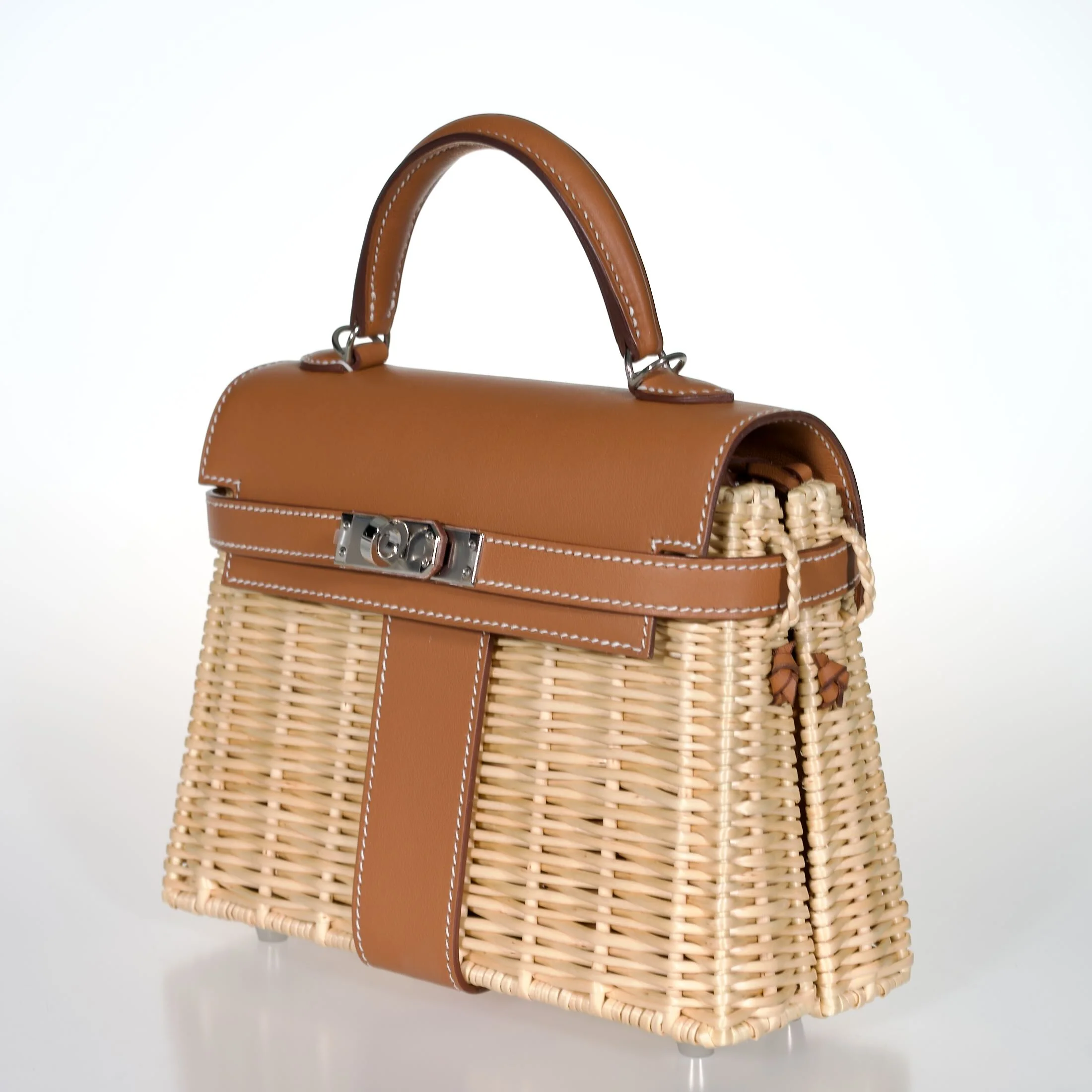 Hermès Mini Kelly Picnic Barenia / Osier Palladium Hardware