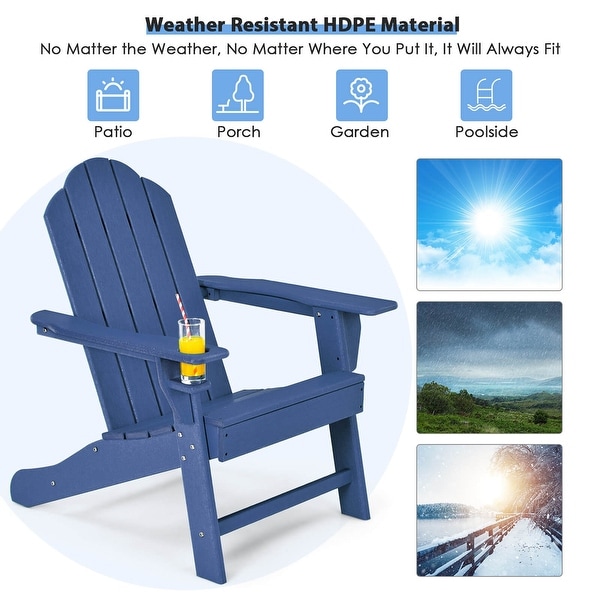 Costway Patio Adirondack Chair Weather Resistant Garden Deck W/Cup