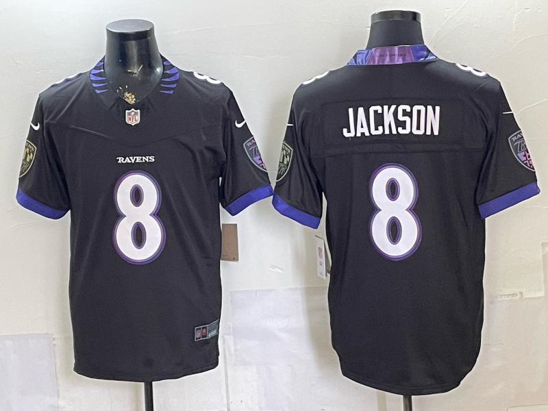 Men's Baltimore Ravens Lamar Jackson #8 Black Vapor F.U.S.E. Stitched Limited Jersey