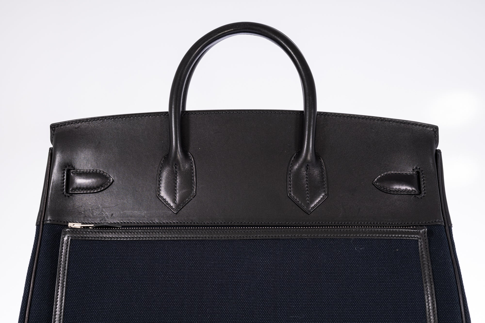 Hermès Cargo HAC Hermès Bleu Marine Toile & Black Box Calf Cargo