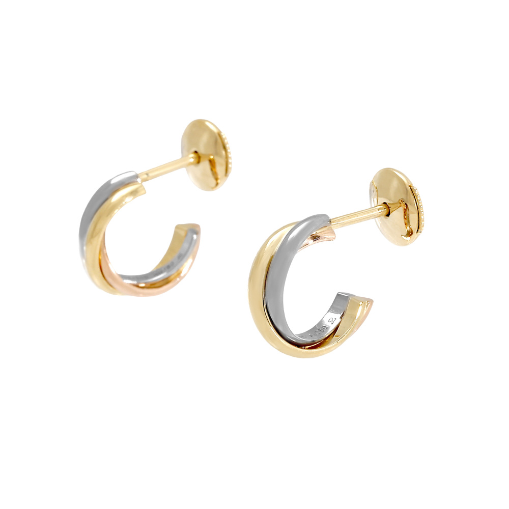 Cartier Trinity Earrings Tri-Gold B8301540