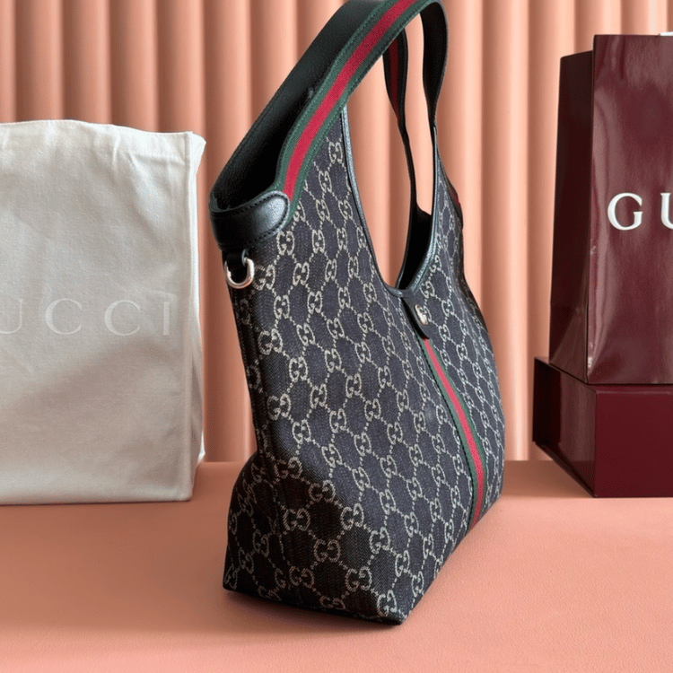 ‎Gucci Gg Ophidia Giglio Tote Shoulder Bag Black ‎9.8 Inches 853971 FAFYU 1155