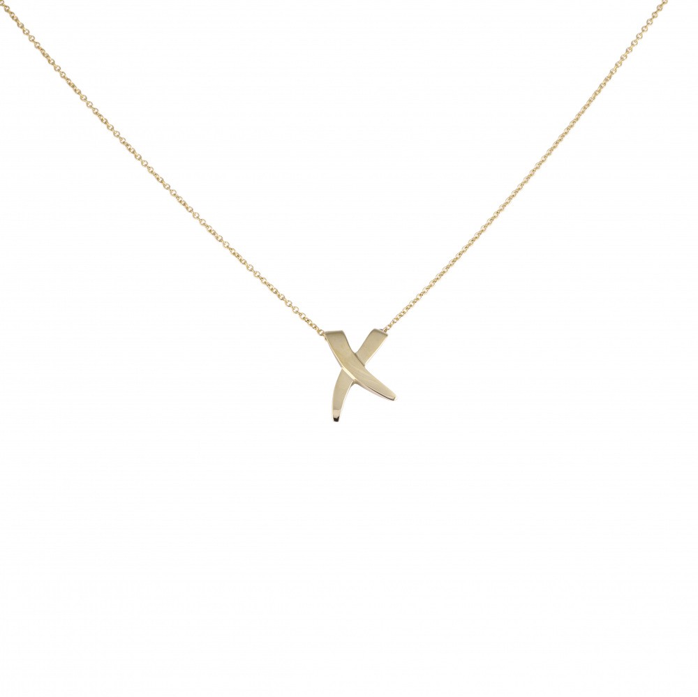 Tiffany & Co. Paloma Picasso Graffiti X Necklace 18K Yellow Gold
