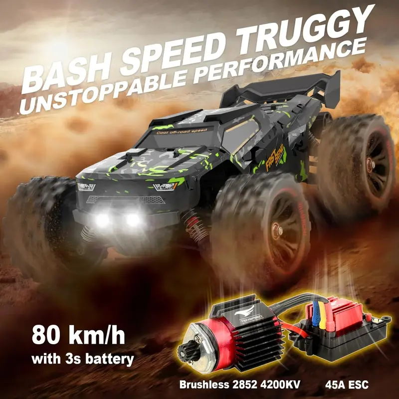 WIAORCHI 1/16 Scale Brushless RC Car – 42 mph Speed with Dual Battery Kit