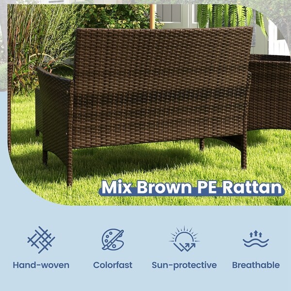 Costway 4 PCS Patio Furniture Set with Washable Cushions and Tempered