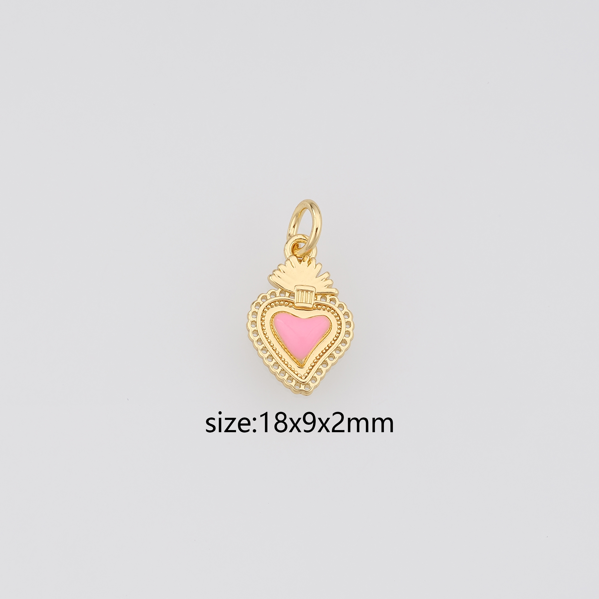 18K Gold Filled Sacred Heart Pendant,Enamel Sacred Heart Earrings Necklace for DIY Jewelry Making Supply