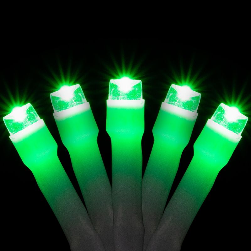 Northlight LED Wide Angle Christmas Lights - Green - 10' White Wire - 20ct