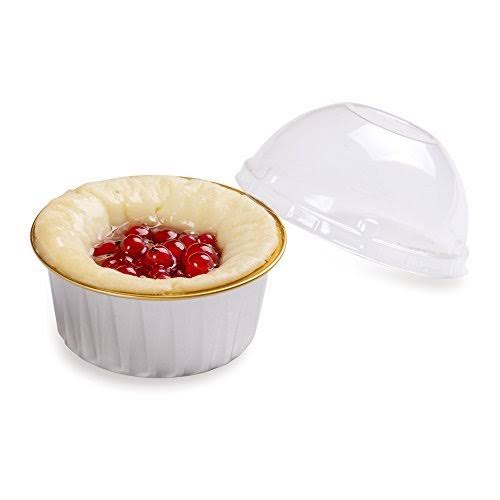 Foil Baking Cup 4.2 Ounces with Lid Inner Gold 100 Count Box