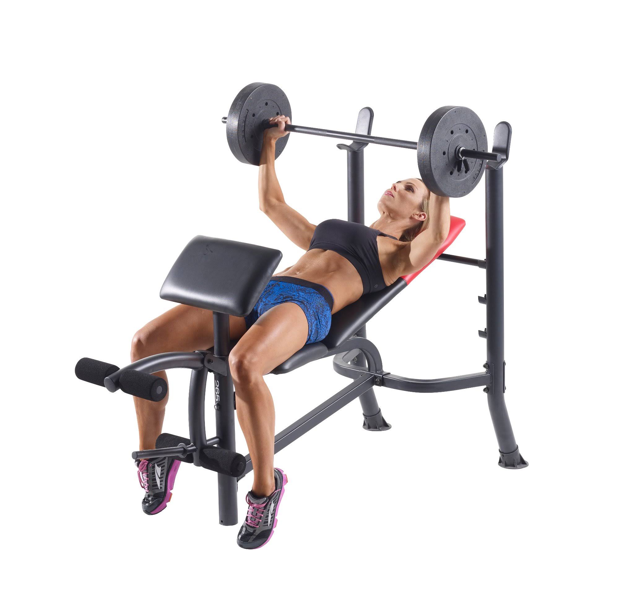 Weider Pro 265 Standard Bench with Vinyl Weight Set, Gray