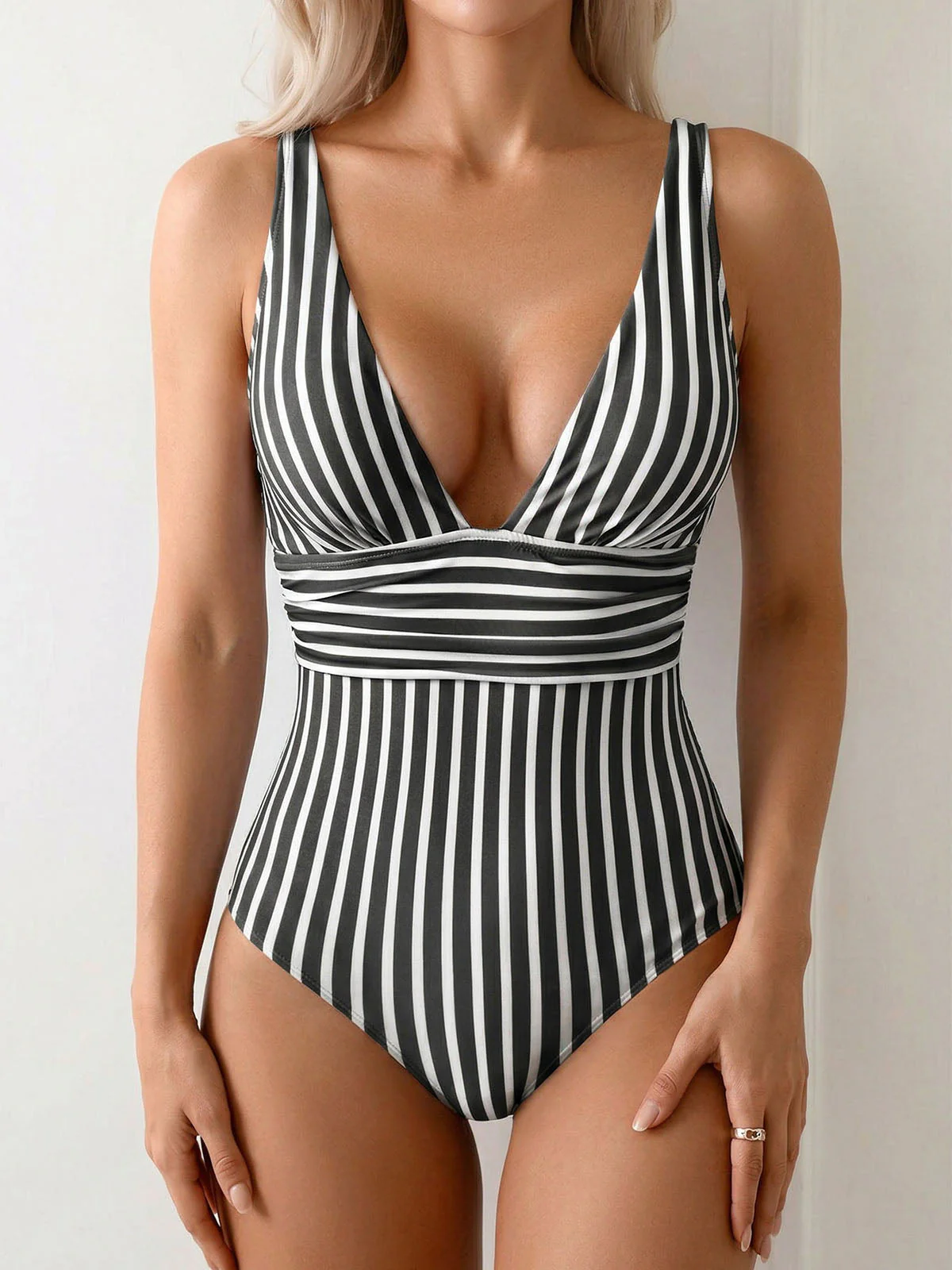 Ruched Plunge One-Piece SwimsuitClistos