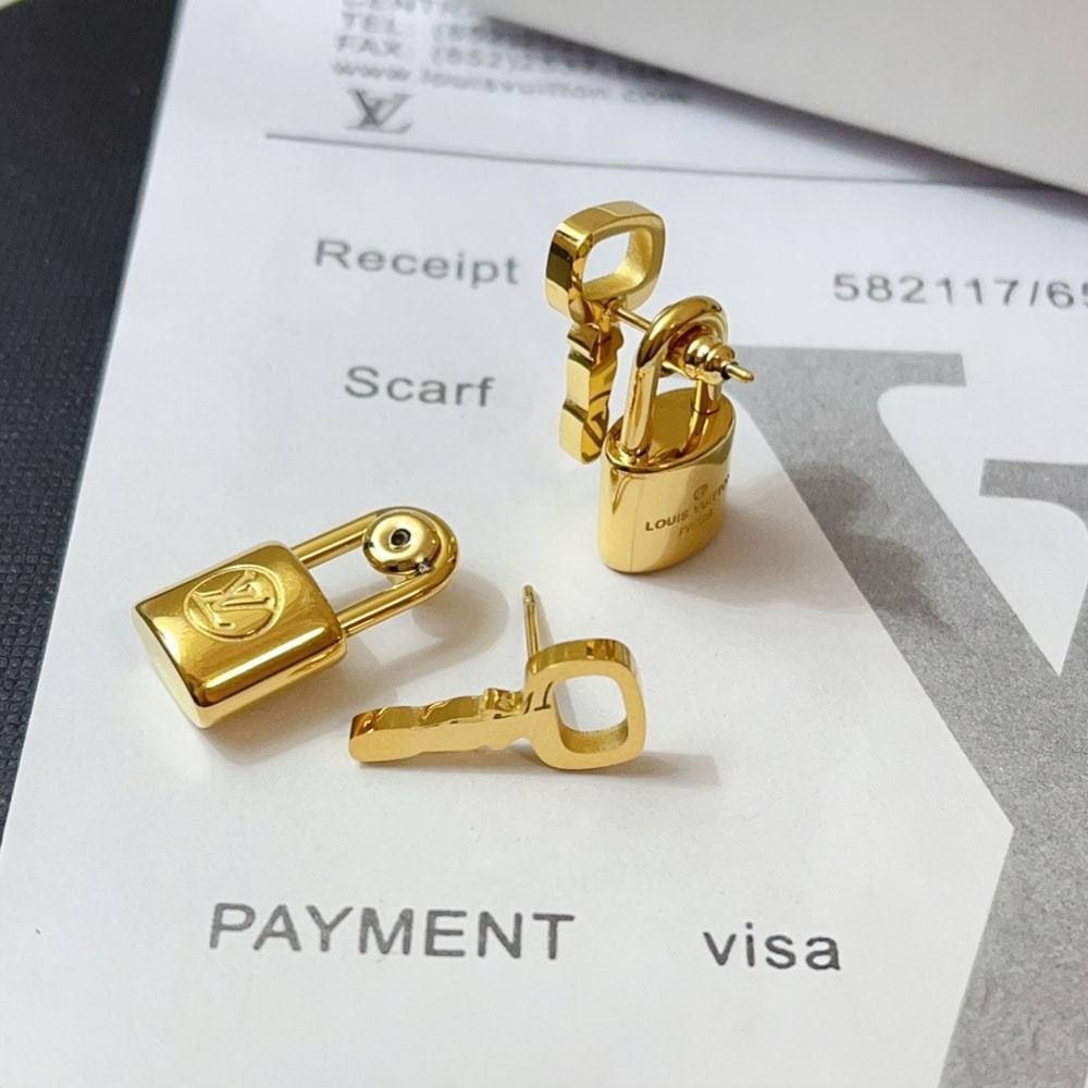 Louis Vuitton Lock It Earrings Gold