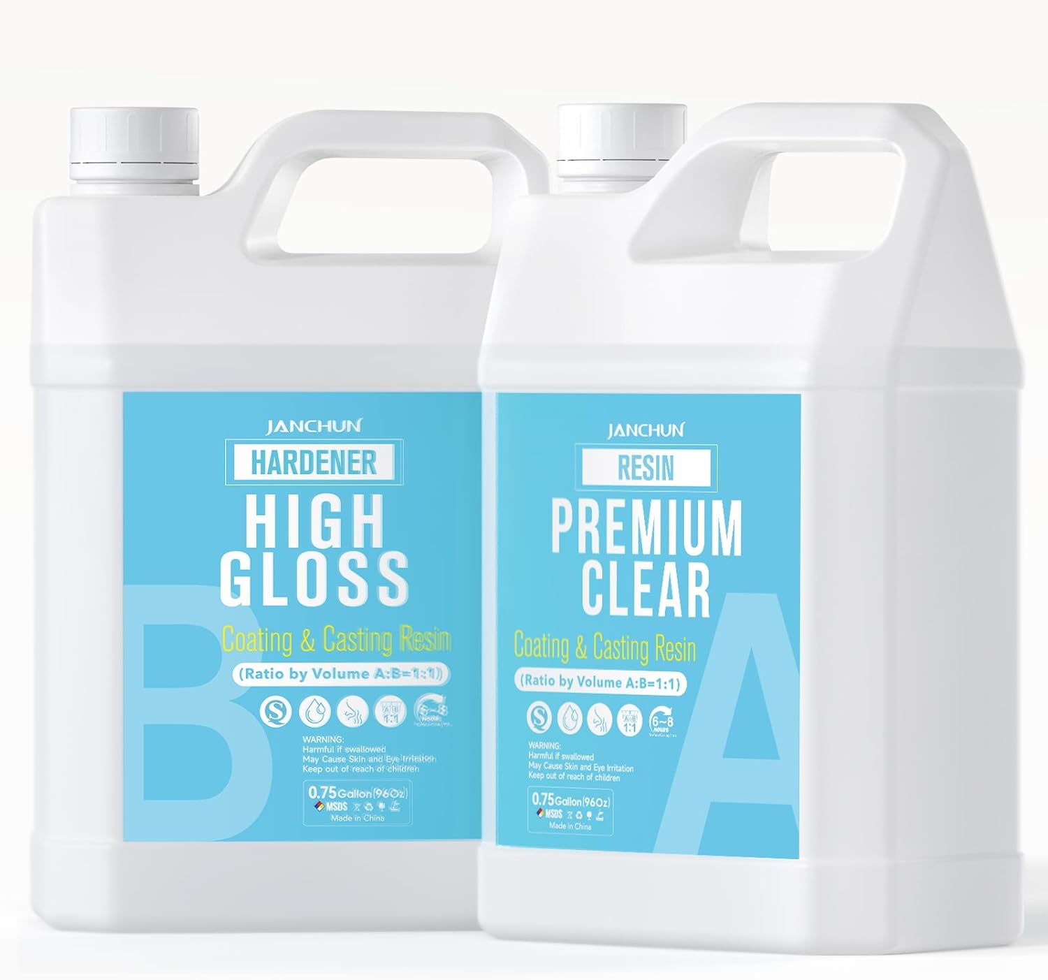 2 Gallon Epoxy Resin + 2 Gallon Epoxy Hardener, High Gloss Coating for River Table Tops, Art Casting Resin, Jewelry Making, DIY, Tumblers, Molds, Art Painting, Fast Curing Resin
