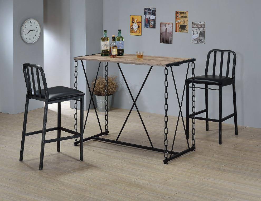 Oak and Black Bar Table