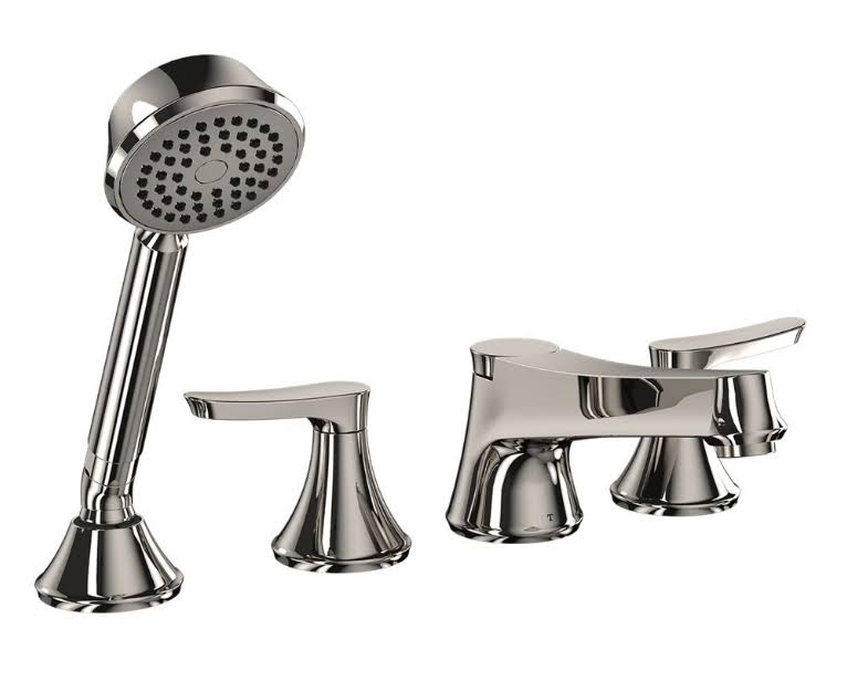 Toto TB230S#PN Wyeth Deck-Mount Tub Filler Trim with Handshower, Polished Nickel