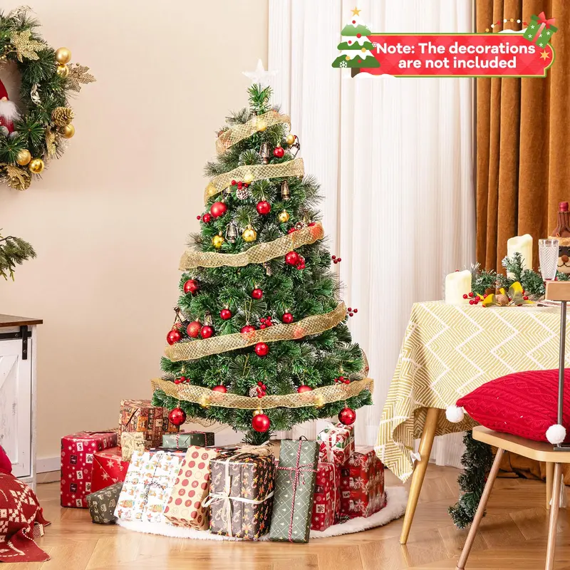 Pre-Lit Fiber Optic Christmas Tree – Snow-Dusted Artificial Tree with Warm White LED Lights