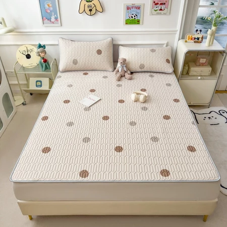 3IN1 Cooling Mat Summer Bedding Set Fitted Bedsheet Set With Pillowcase Latex Cooling Mat