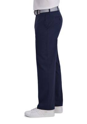 Haggar Cool Right Performance Flex Classic Fit Flat Front Men&s Pant, 38 34, Blue