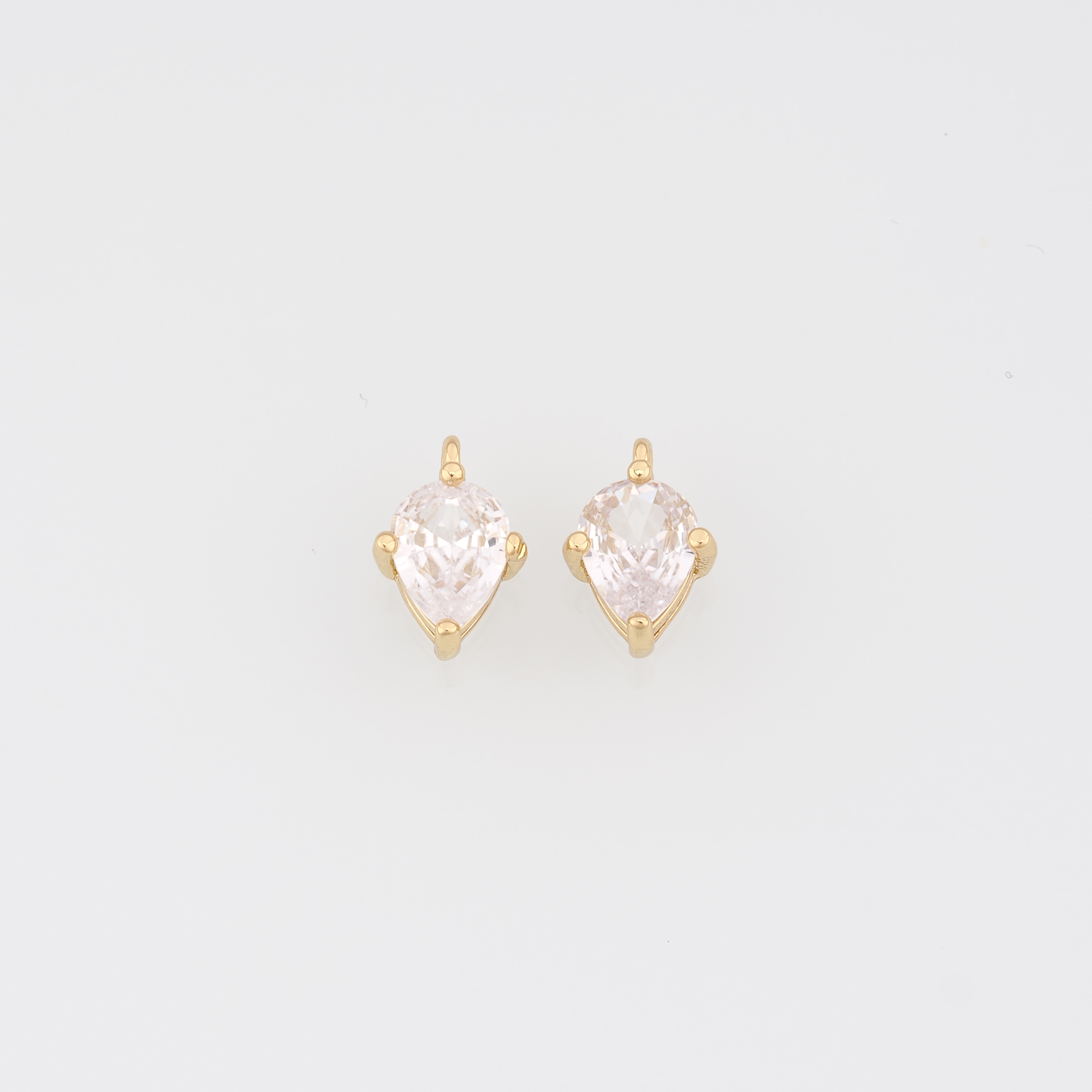 18K Gold Filled Teardrop Pendant,Crystal Teardrop Charm Earrings Necklace for DIY Jewelry Making Supply