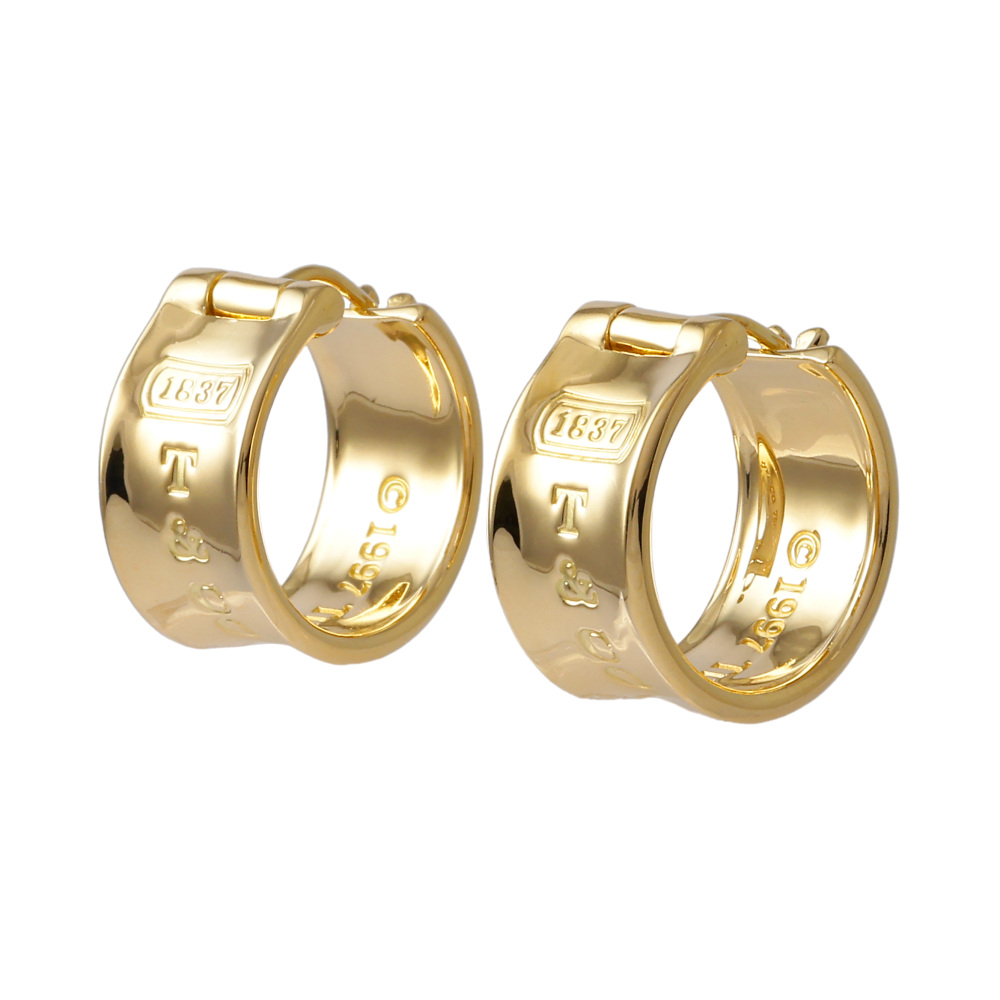 Tiffany & Co. Tiffany 1837 Narrow Wide Hoop Earrings 18K Yellow Gold