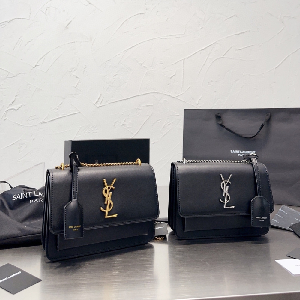 Saint Laurent Sunset Medium In Smooth Leather Black 9.8 Inches