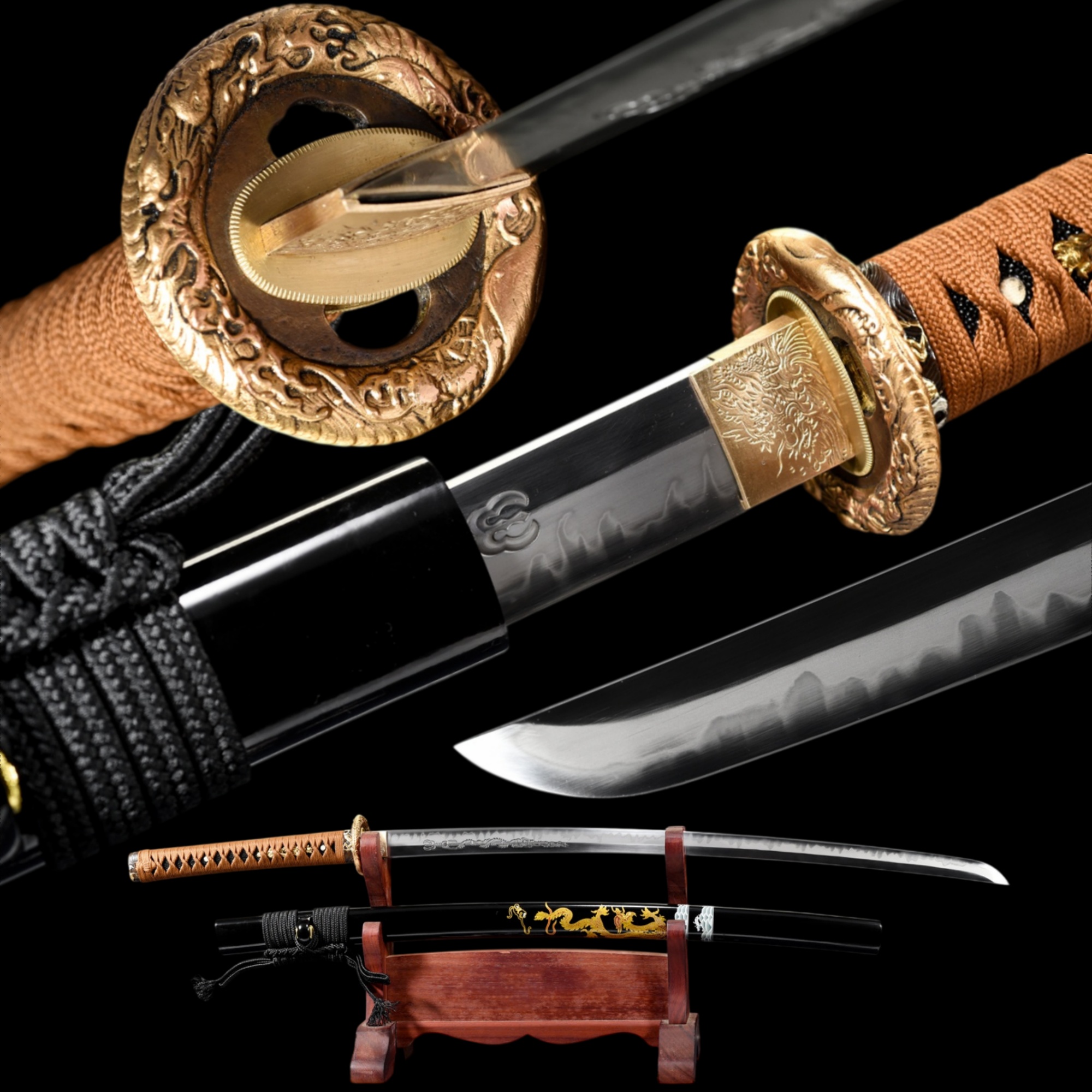 Ryujin Dragon Katana Hand Forged T10 Carbon Steel Clay Tempered Full Tang Samura