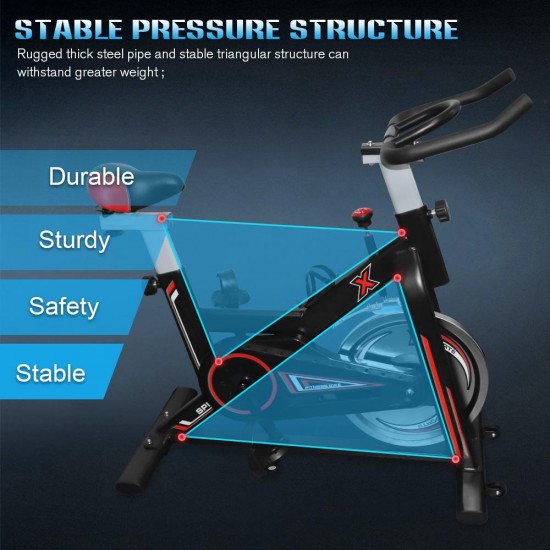 Exercise Exercise Bike, 38.5″ x 23.23″ x 38.98″ Stationary Exercise Cycling Bike with LCD Monitor, Fitness Exercise Equipment Health Workou with Soft Saddle for, 330lbs, S5892