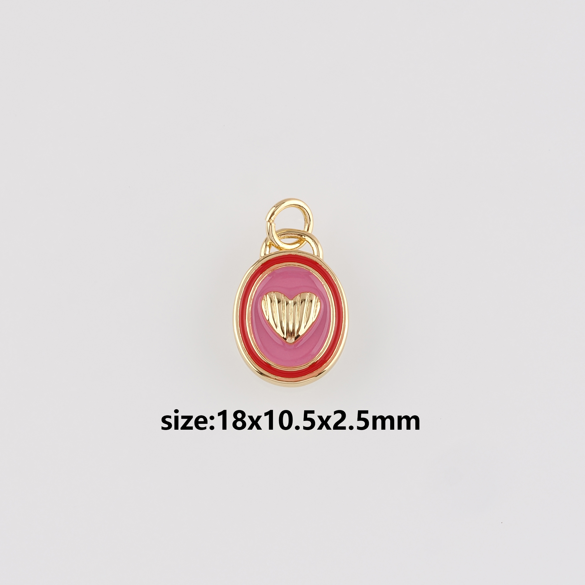 18K Gold Filled Heart Pendant,Enamel Heart Charm Earrings Necklace for DIY Jewelry Making Supply