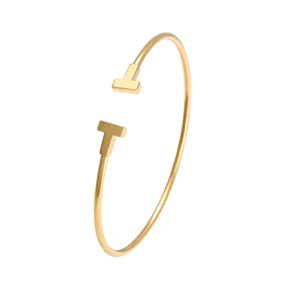 Tiffany & Co. Tiffany T Wire Bracelet M 18K Yellow Gold 60010760