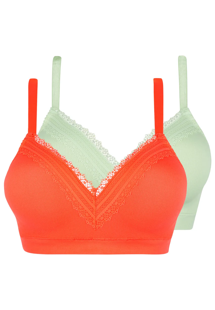 Lot de 2 brassières Agathe Orange Corail & Vert Tendre