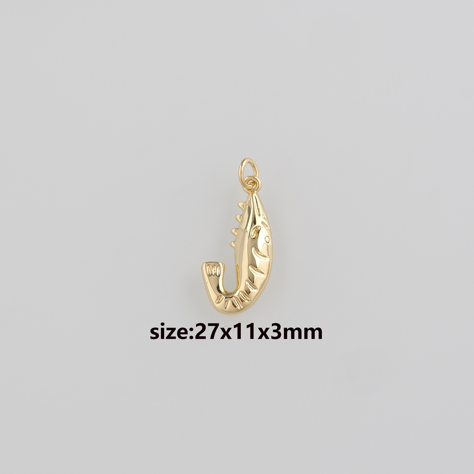 18K Gold Filled Shrimp Pendant,Dainty Shrimp Charm Earrings Necklace for DIY Jewelry Making Supply