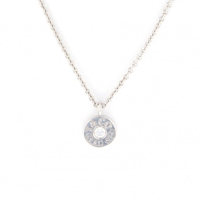 Tiffany & Co. Tiffany Circle Pendant White Gold K18WG Necklace Diamond
