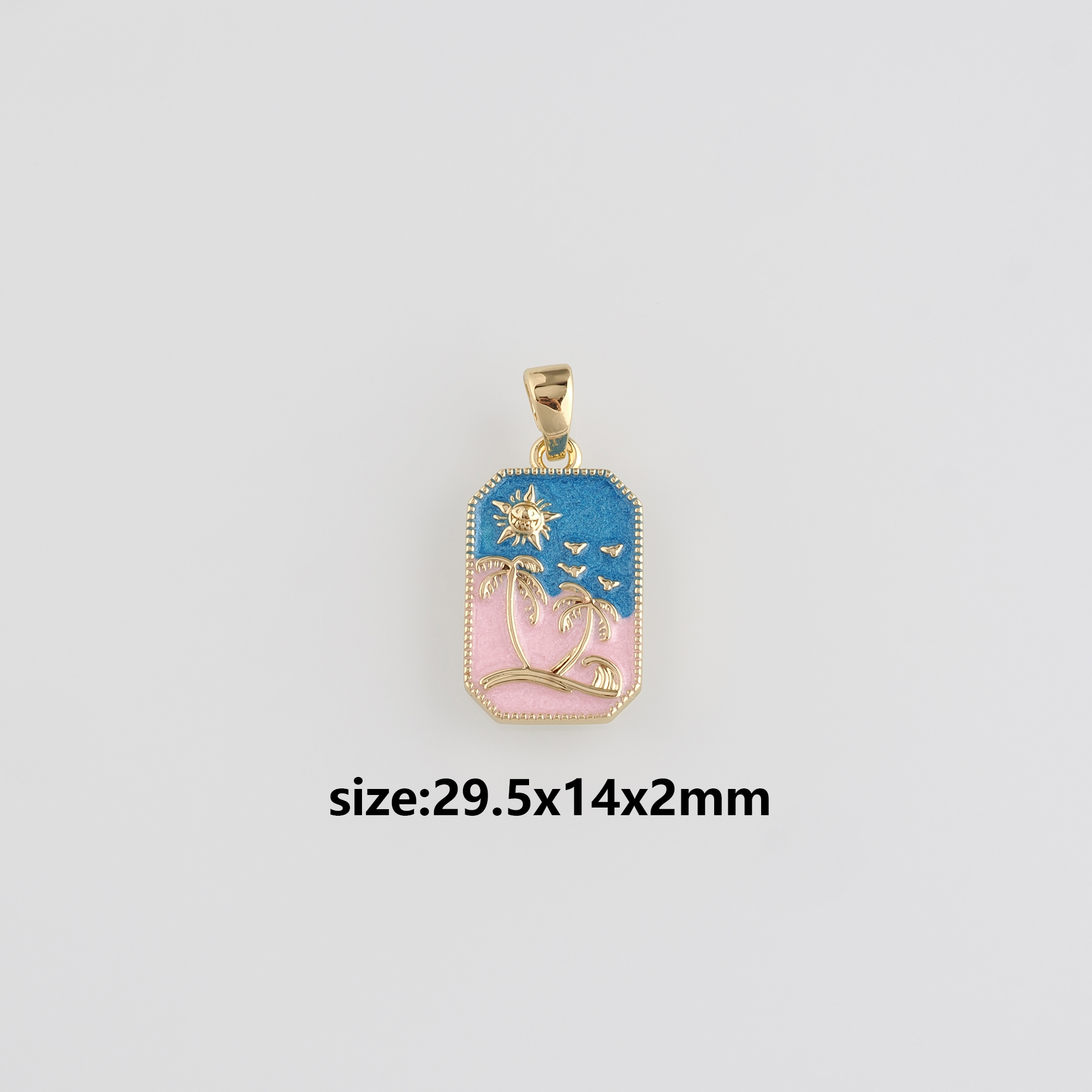 18K Gold Filled Coconut Tree Pendant,Enamel Palm Tree Charm Earrings Necklace for DIY Jewelry Making Supply