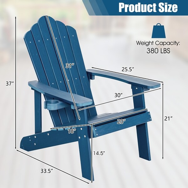 Costway Patio HIPS Adirondack Chair with Cup Holder Weather Resistant