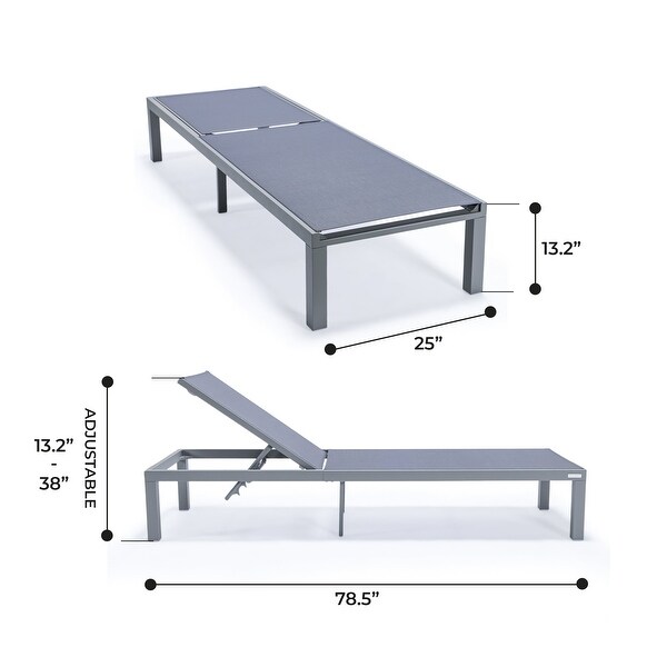 Aluminum Beach Pool Sun Lounge Chair Sling Mesh Fabric Reclining Stackable Lounger Chair
