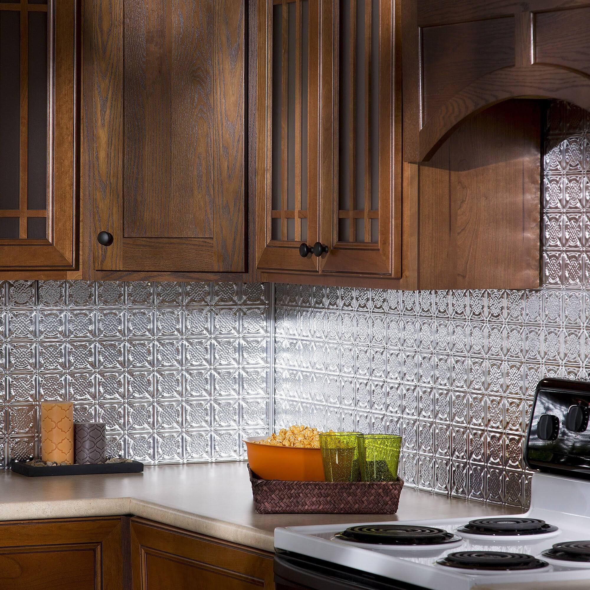 Fasade Traditional Style #6 Brushed Aluminum 15-square Foot Backsplash Kit