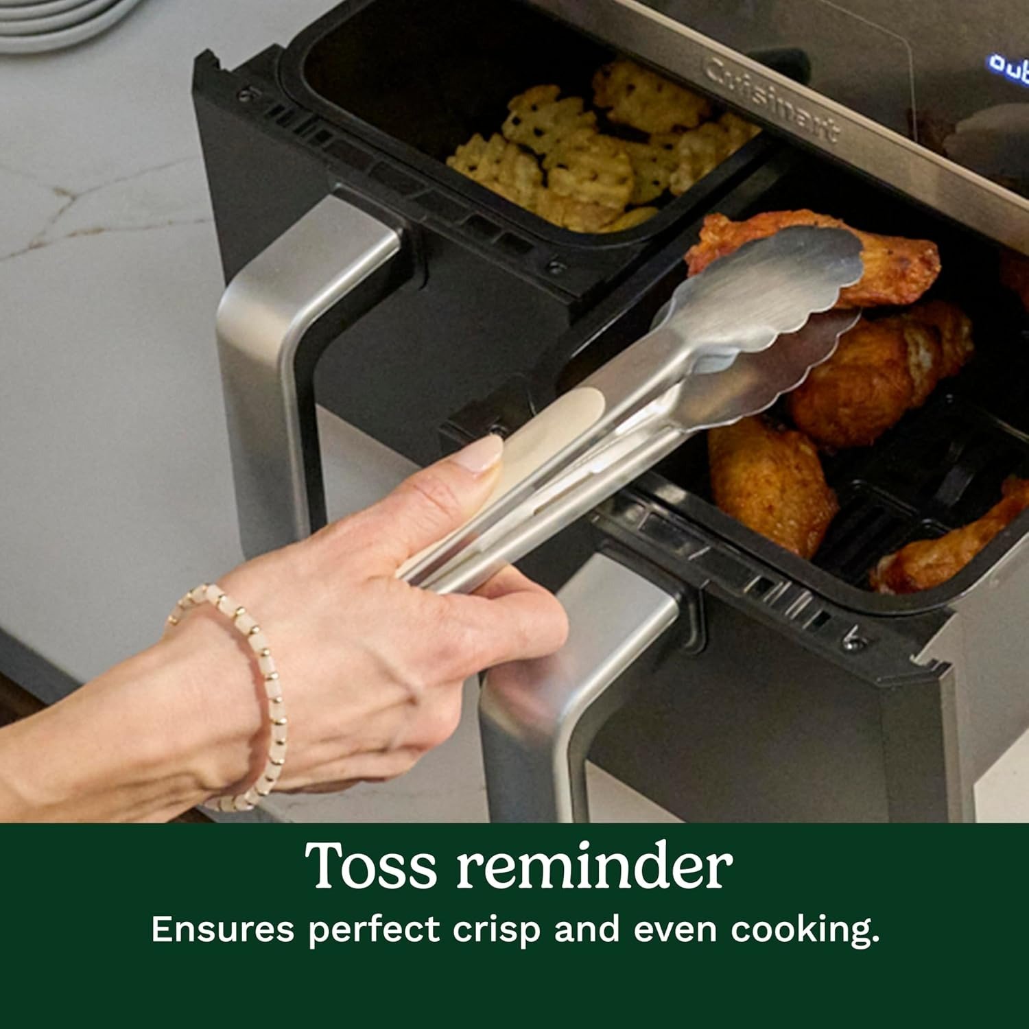 Dual Basket Air Fryer, Two Baskets 11 Qt in Total, 6 Functions: Air Fry, Roast, Bake, Broil, Dehydrate & Keep Warm