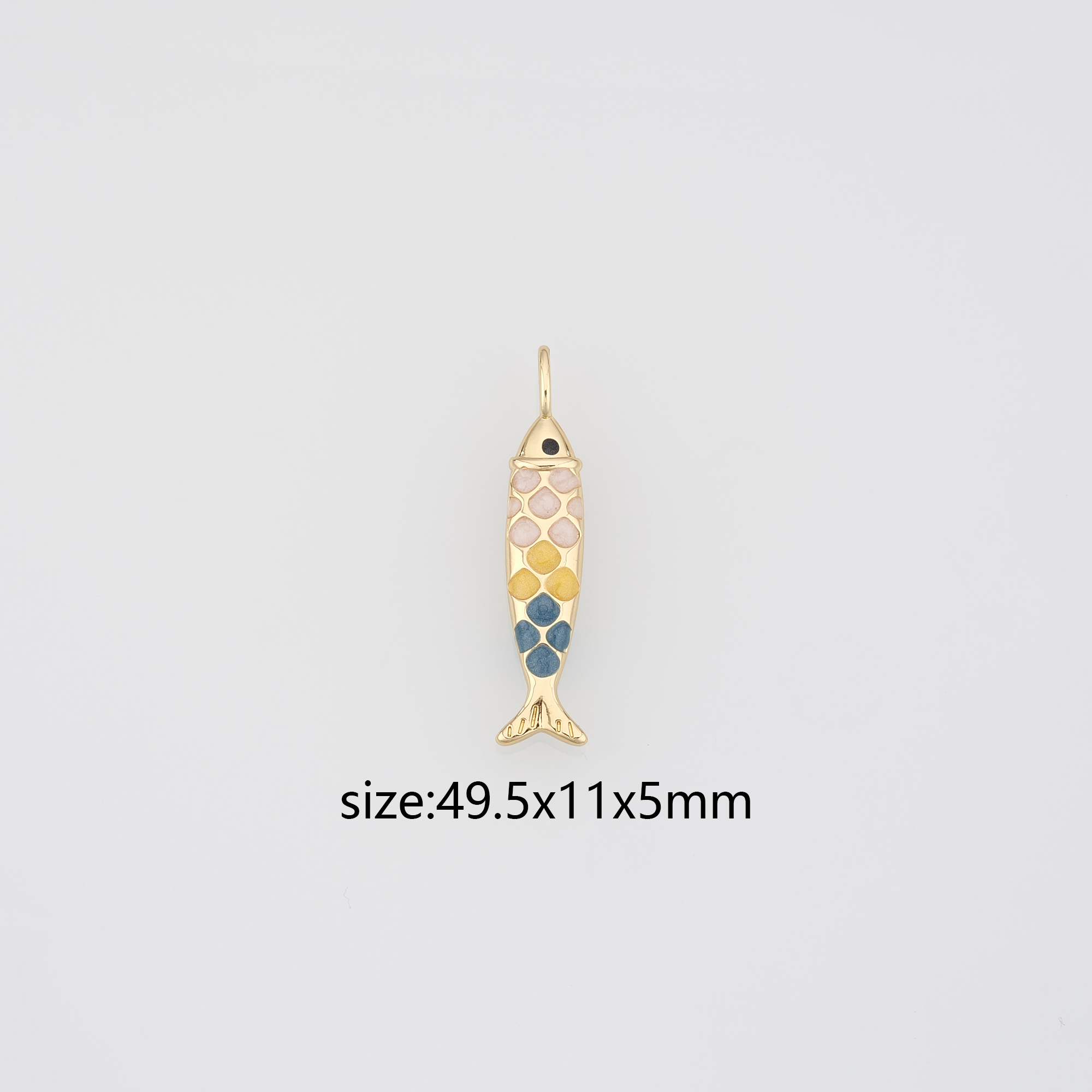 18K Gold Filled Fish Pendant,Enamel Ocean Fish Charm Earrings Necklace for DIY Jewelry Making Supply