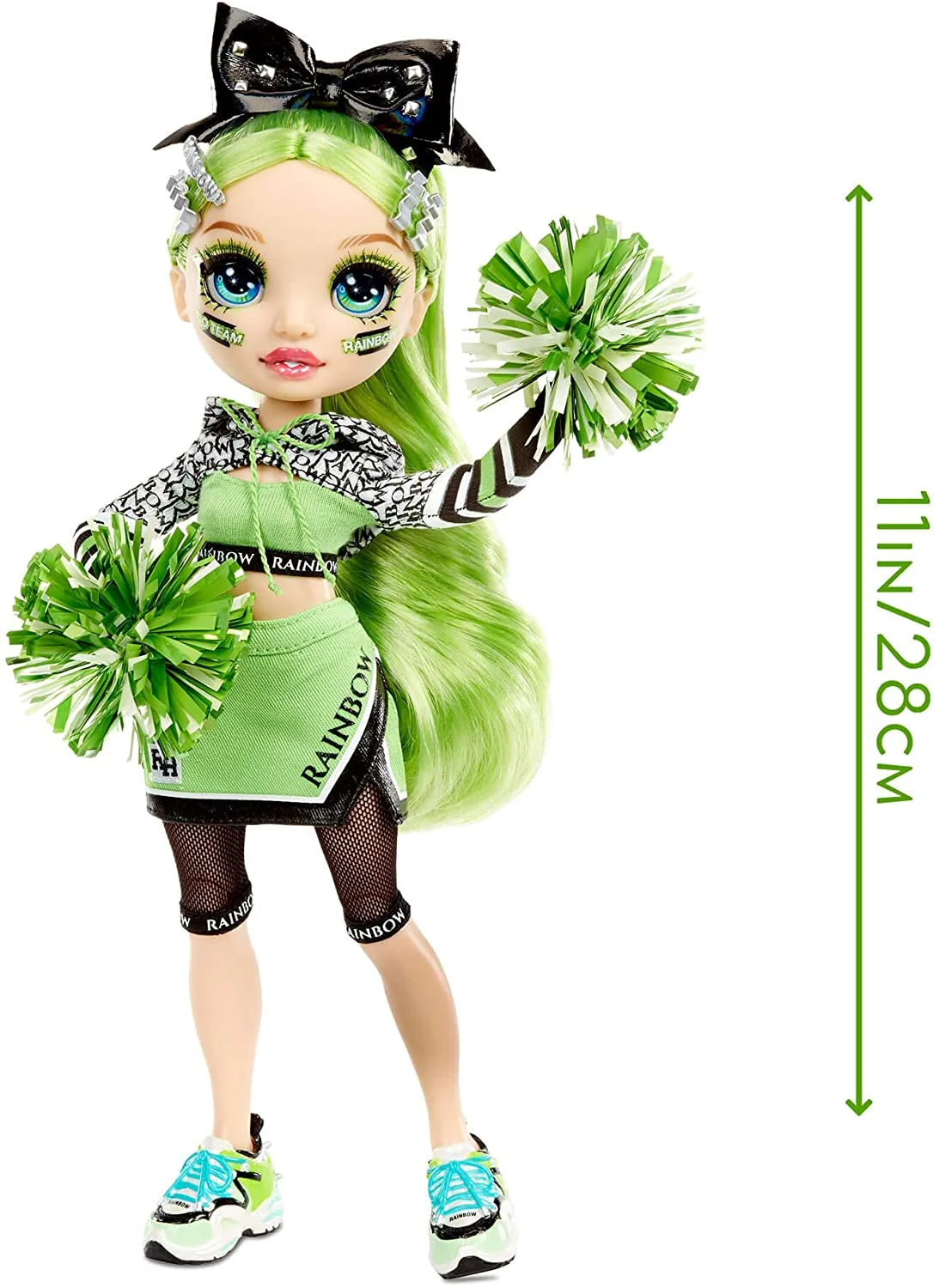 Rainbow High Cheer Jade Hunter Cheerleader Fashion Doll, 2 Pom