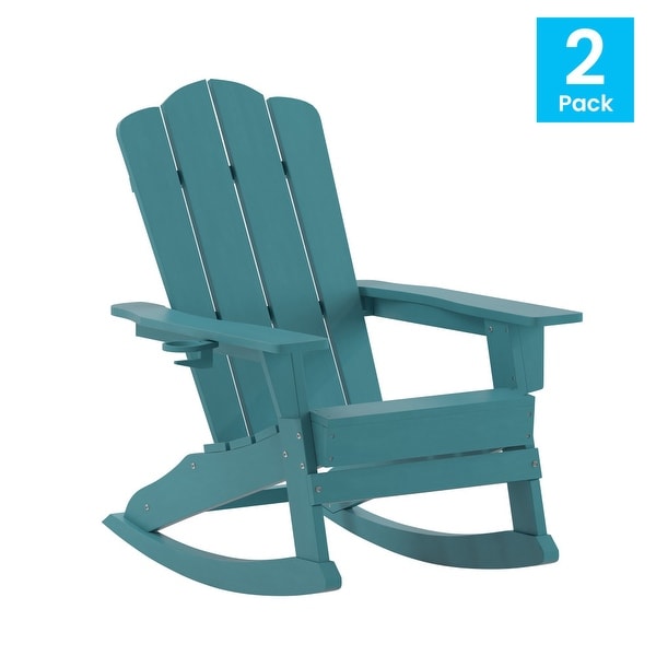 Commercial AllWeather Rocking Adirondack Chair with Swiveling Cupholder