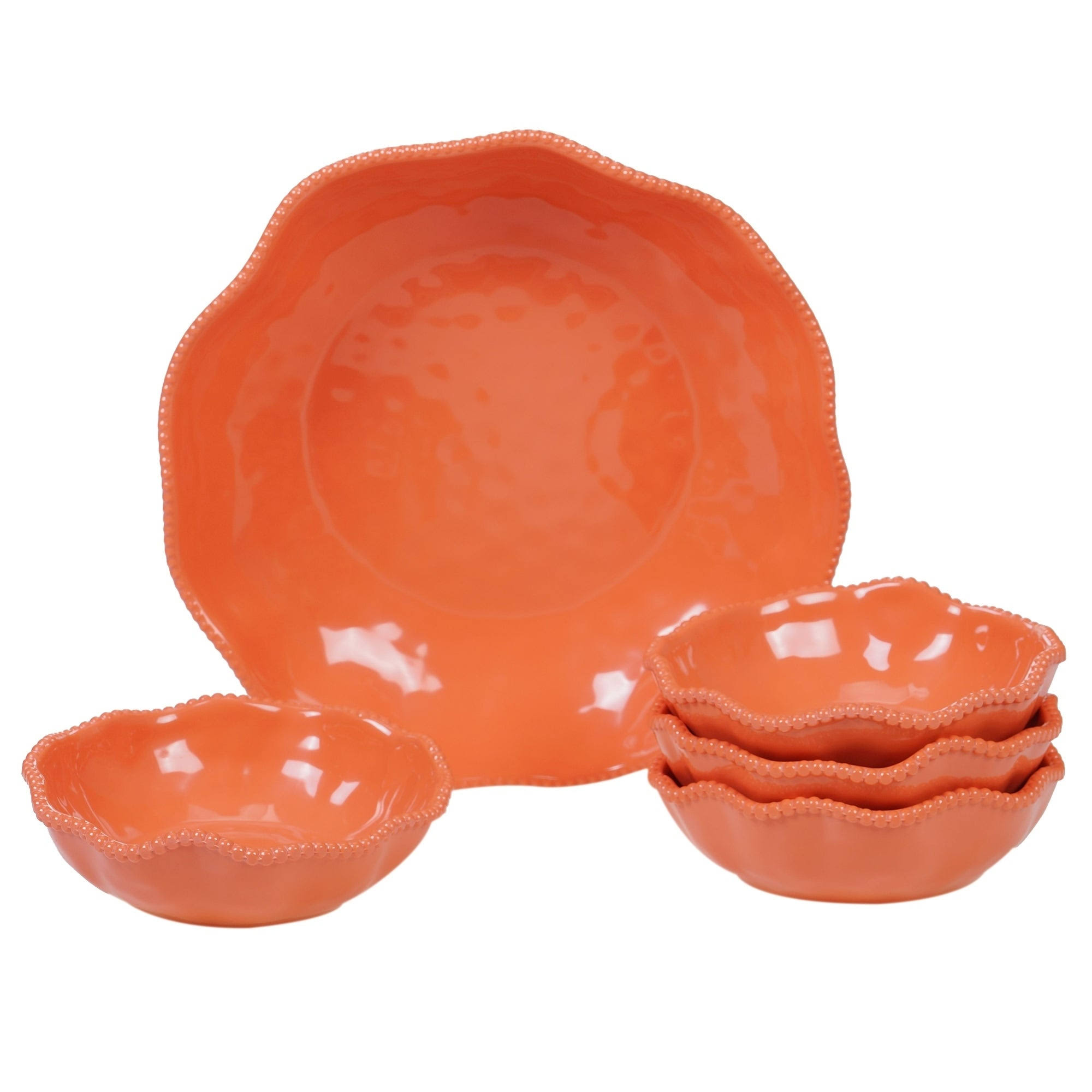 Certified International Perlette Melamine Cream Salad/Serving Set of 5