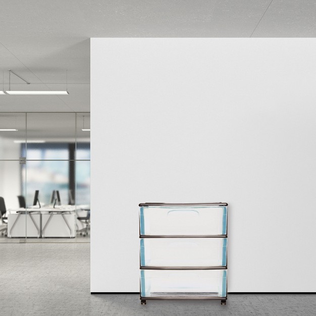 Homz Plastic 3 Clear Drawer Compact Home Rolling Storage Container Tower For Small To Medium Sized Items White Frame