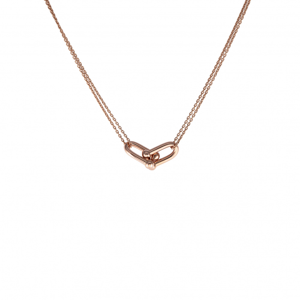 Tiffany & Co. Hardware Double Link Necklace 18K Rose Gold 63982326
